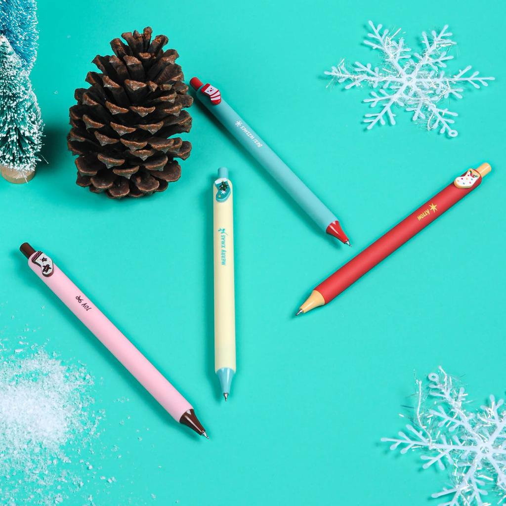 4 Pcs/Set Christmas Gel Pen 0.5mm Neutral Pen Gel Ink Pen Signature Pen Stationery Pen School Supplies for Writing