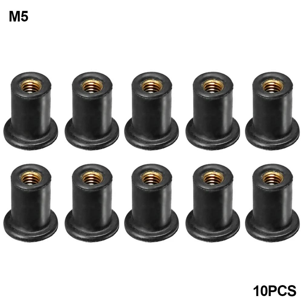 10pcs Motorcycle M4 M5 Metric Rubber Well Nuts Windscreen Fairing Cowl Anodized Aluminum Moto Screws Bolts Accessories