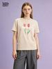 Summer T-shirt 2026 New Style Women Print Tulips T Shirt Students Casual Tee Top Female Short Sleeves Loose T-shirt