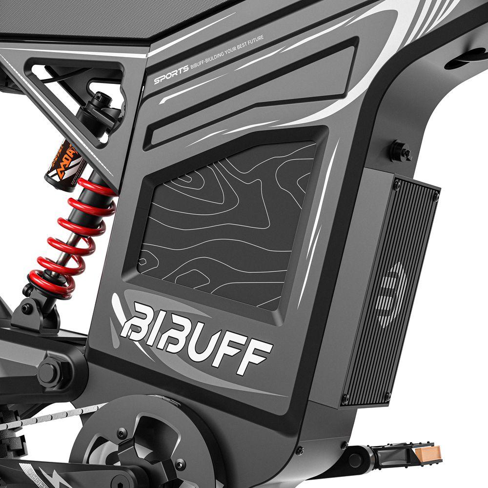 Bibuff GT600 Elektrisches Offroad-Fahrrad 7500W Spitzenmotor 19" Reifen Elektrisches Mountainbike 72V 30Ah Hydraulische Bremsen Höchstgeschwindigkeit 80 km/h Grau