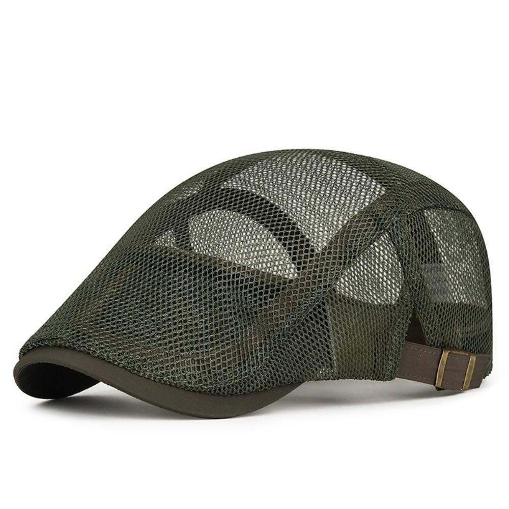 Casual Outdoor Beret Men's Hat Mesh Spring Summer Forward Cap Breathable Adjustable Thin Sun Hats Flat Gorras