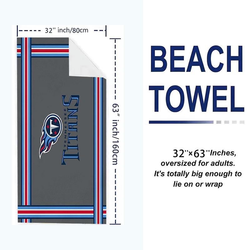 Tennessee Titans Print Beach Towel, Large Soft Quick Dry Towel for Beach Camping Swimming