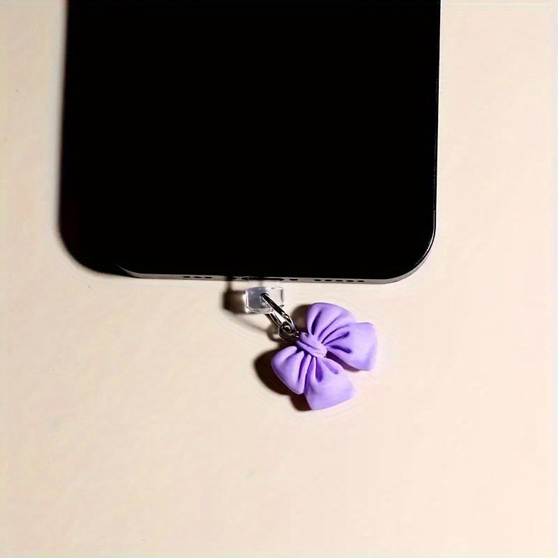 1 Stück Silikon-Staubschutzstecker mit Schleifen-Anhänger für iPhone, Typ-C-Anschlüsse - Schützendes Telefonzubehör