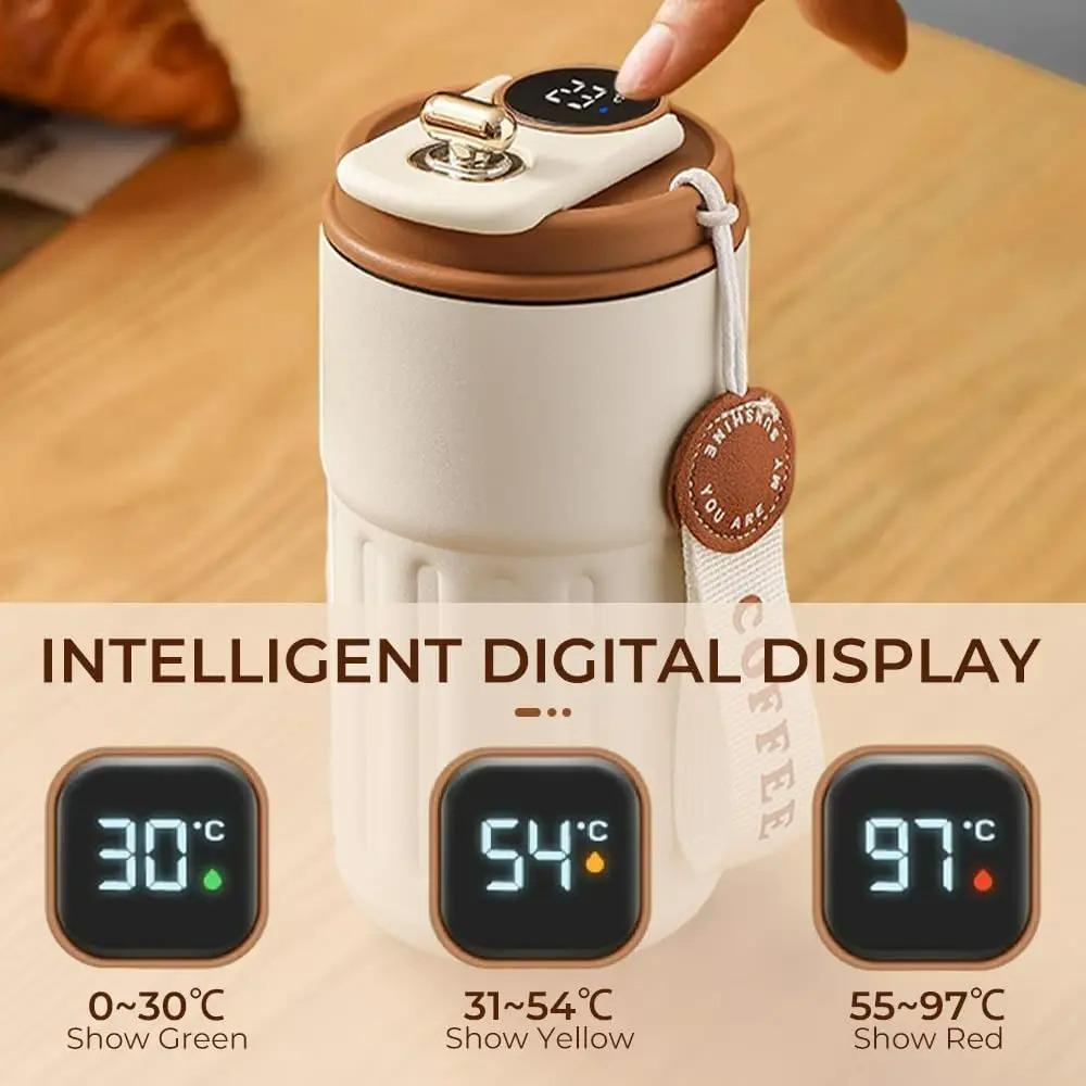 Termoska 450 ml Smart Display Temperature 316 Nerezový vakuový hrnek Kancelářský šálek na kávu Obchodní přenosný termohrnek