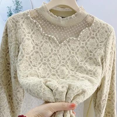 Dámské topy Dlouhý rukáv Zimní Oversize Fleece Zesílené Ležérní Bavlněná košile Volná halenka Pulovry