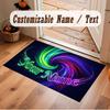 Neon Colorful Theme Crystal Velvet Floor Rug Personalized Custom Name Text Warm Carpet Home Decoration