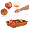 Simulated Rattan Bread Basket Transparent Cover Rustic Woven Storage Basket for Kitchen Restaurant Bakery Fruit Vegetable