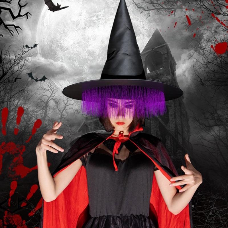 Stylish Oxford Fabric Witch Hat For Halloween Costume Parties Adult Teen Adjustable Design Cosplay Accessories