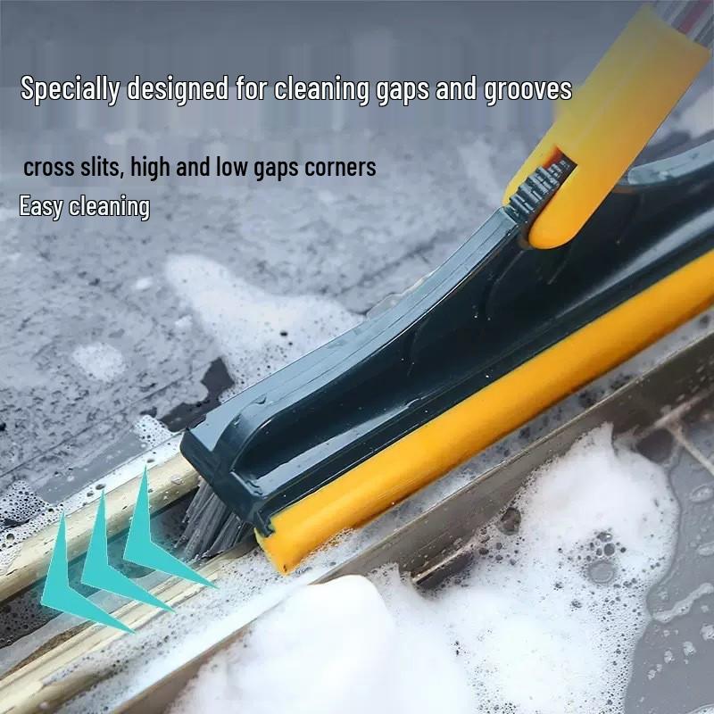 Long-Handled Bathroom Floor Gap Brush with Stiff Bristles for Effective Corner and Seam Cleaning