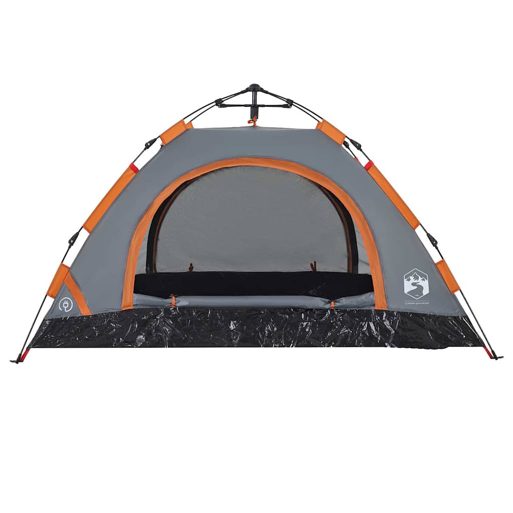 2 Person Camping Tent in Grey and Orange with Quick Release System