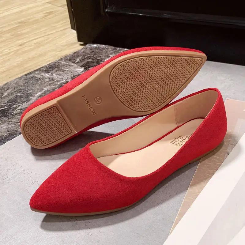 Fashion Wedding Bride Shoe Slip-on Women's Flat Shoes Pointed Toe Elegant Dress Beau Today Chic Point Comfortable Young Ladies Footwear