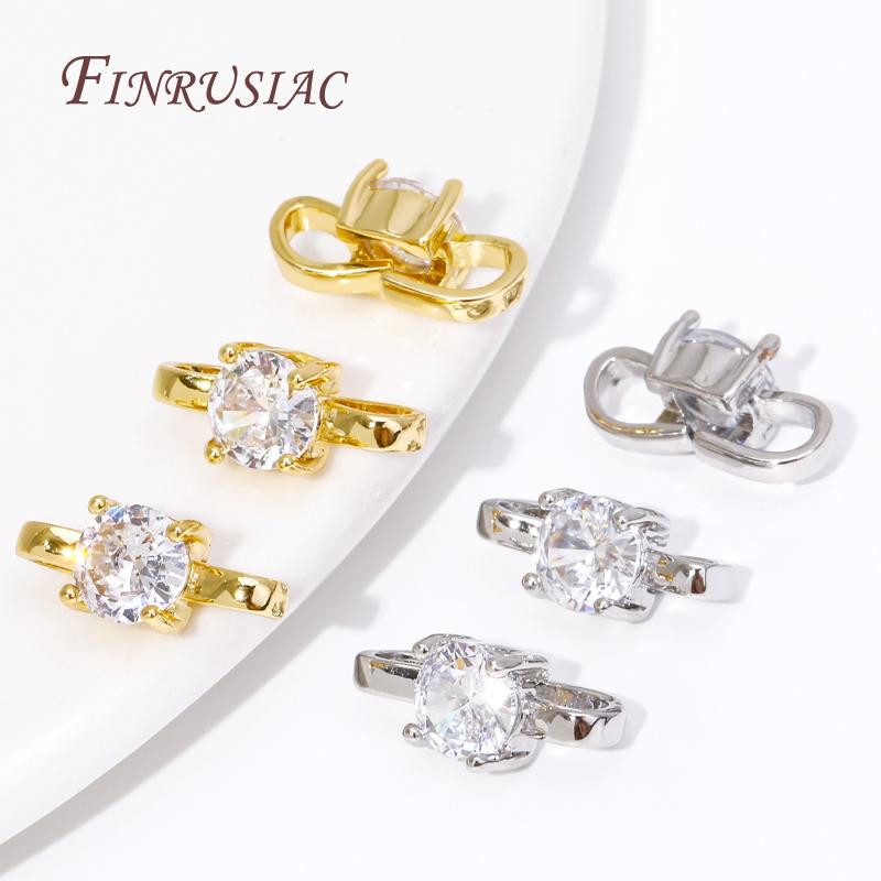 18K Gold Plated 3 Shape Clasps Connectors Zircon Crystal Bracelet Buckle Connector For Jewelry Making DIY Necklace Accessories