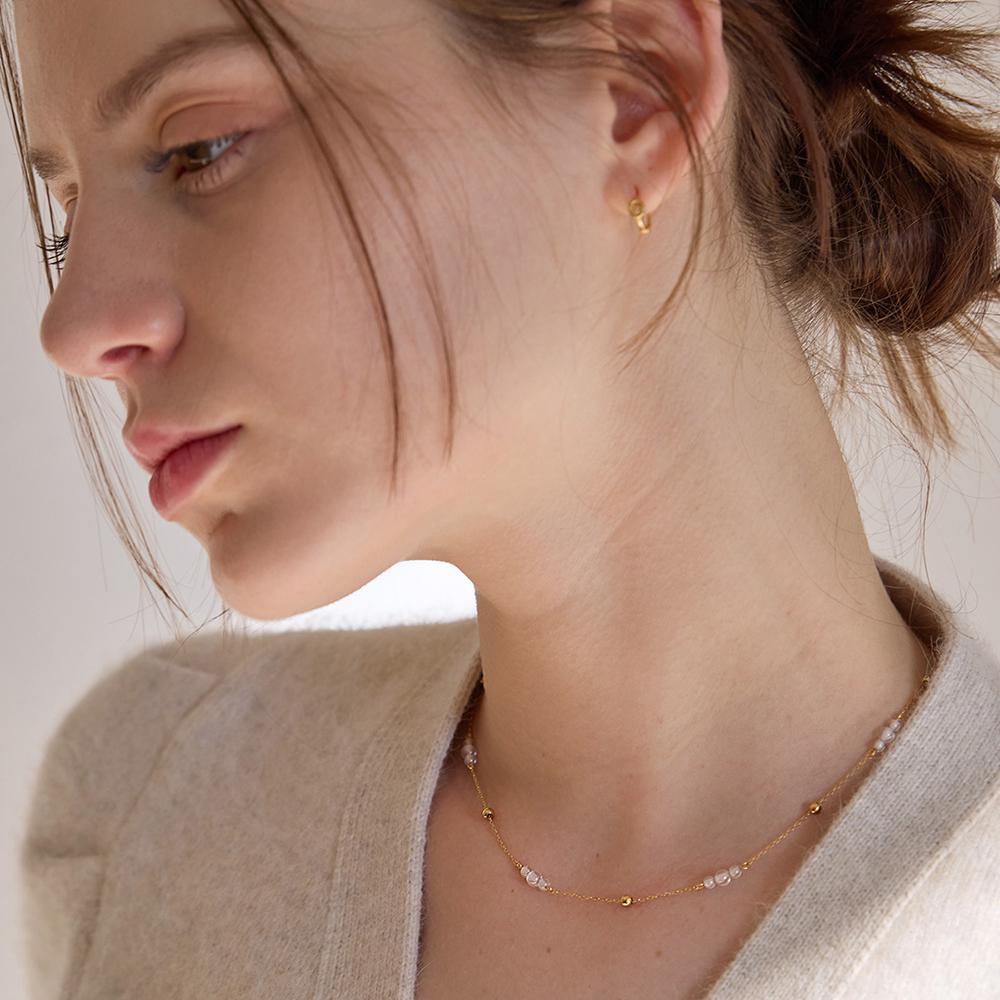Paigeflynn [Silver 925] Bubble Dew Sliding Pattern Necklace