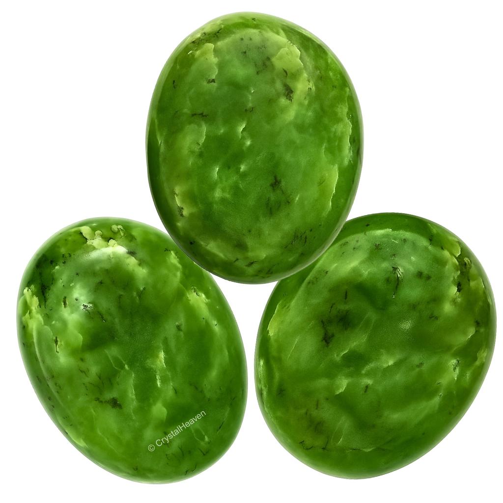 Certified Green Jade Crystal Palm Pebbles Stones for Anxiety Stress Relief