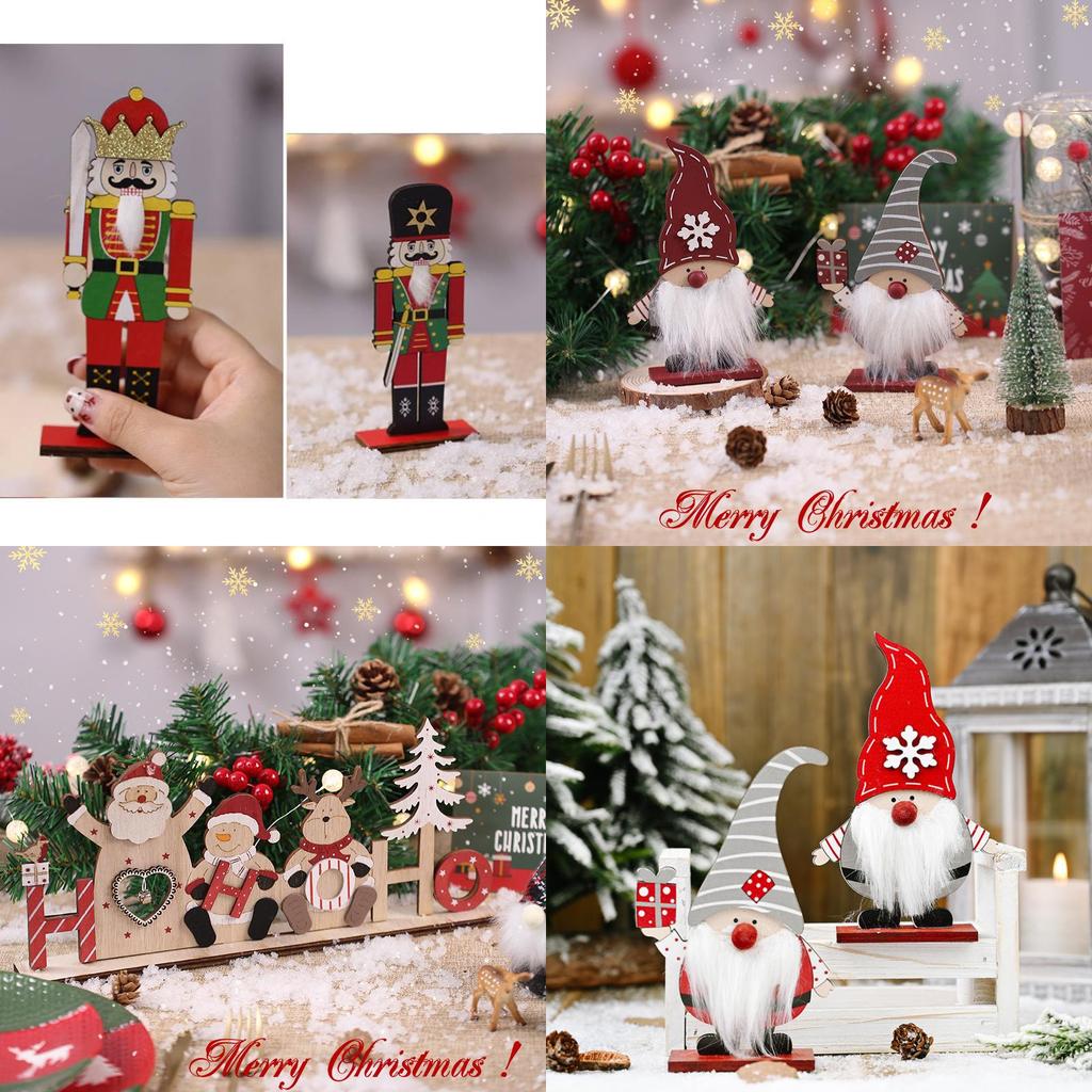 Whimsical Holiday Tabletop Decorations Featuring Cartoon Style Christmas Accents