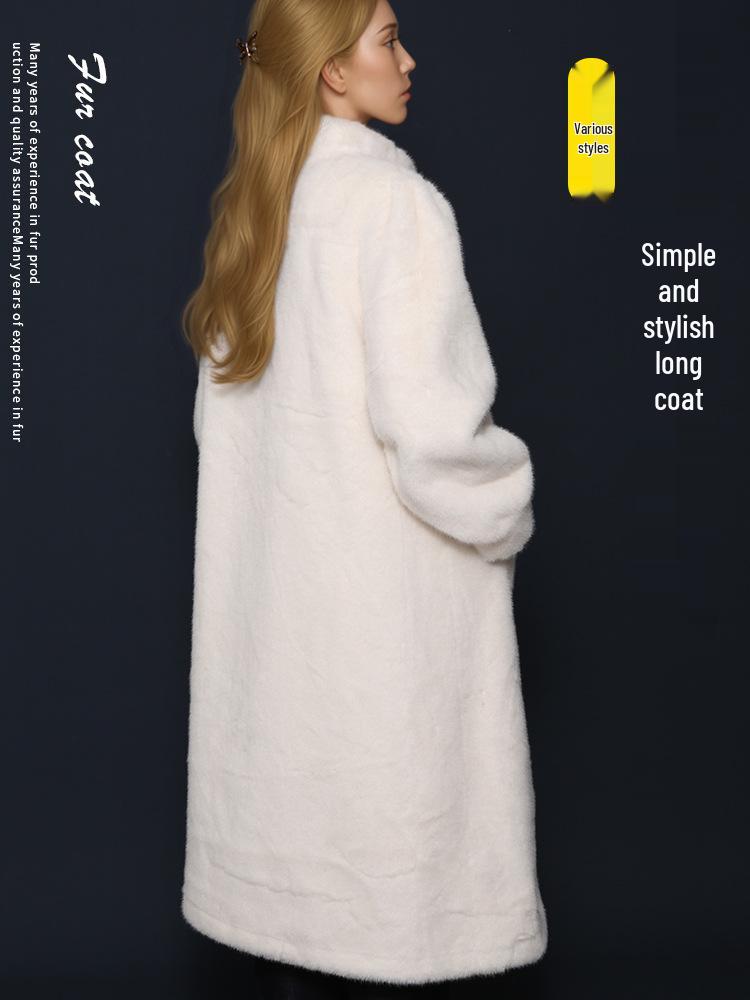 Women's Stylish Mink Fur Coat: Elegant Long Autumn & Winter Outerwear