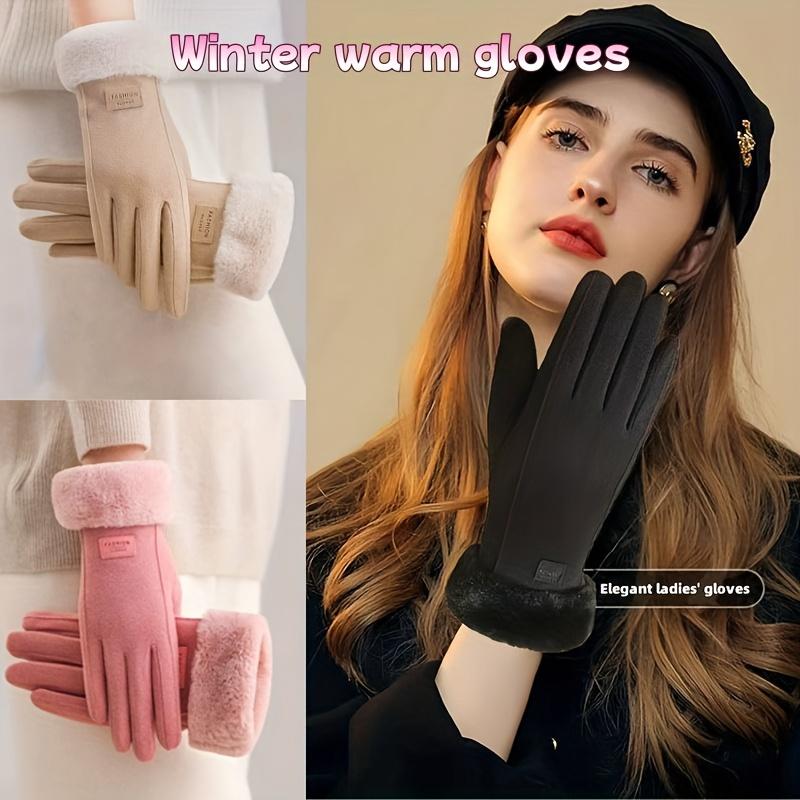 Ladies' winter and autumn outdoor warm gloves, thick and warm, available in four colors.