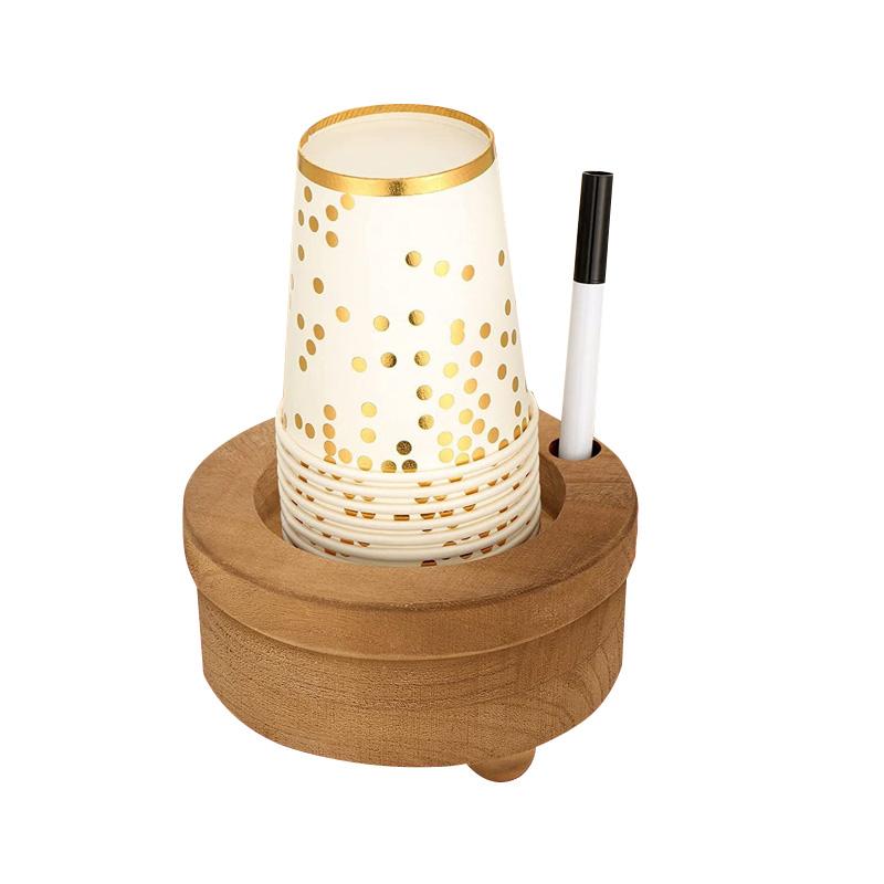 1Pc Candle Holder Base Wood With Pen Holder Storage Rack Ins Style Disposable Water Cup Cup Holder Candlestick