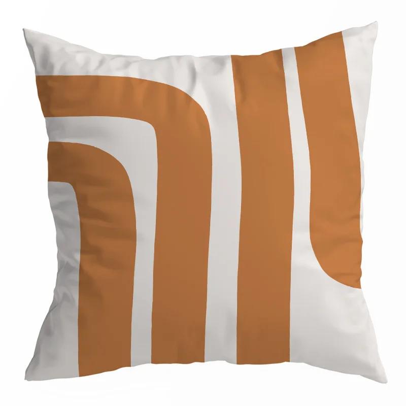 Orange Geometric Abstract Cat Print Pattern Cushion Cover for Home Living Room Sofa Decoration   Pillowcase