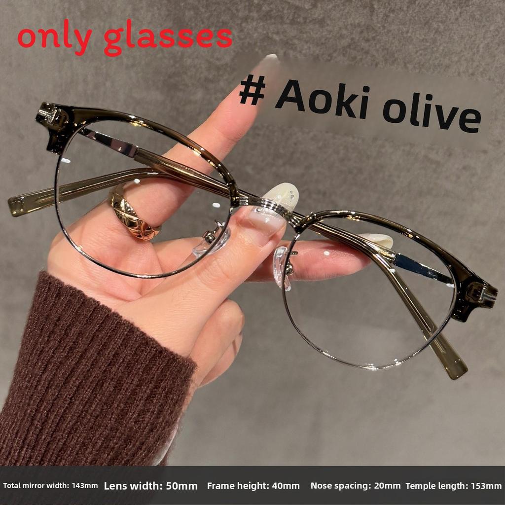 

Stylish Womens Half Frame Glasses With Pc Lenses And Metal Frame For Daily Use And Work OliveGreen