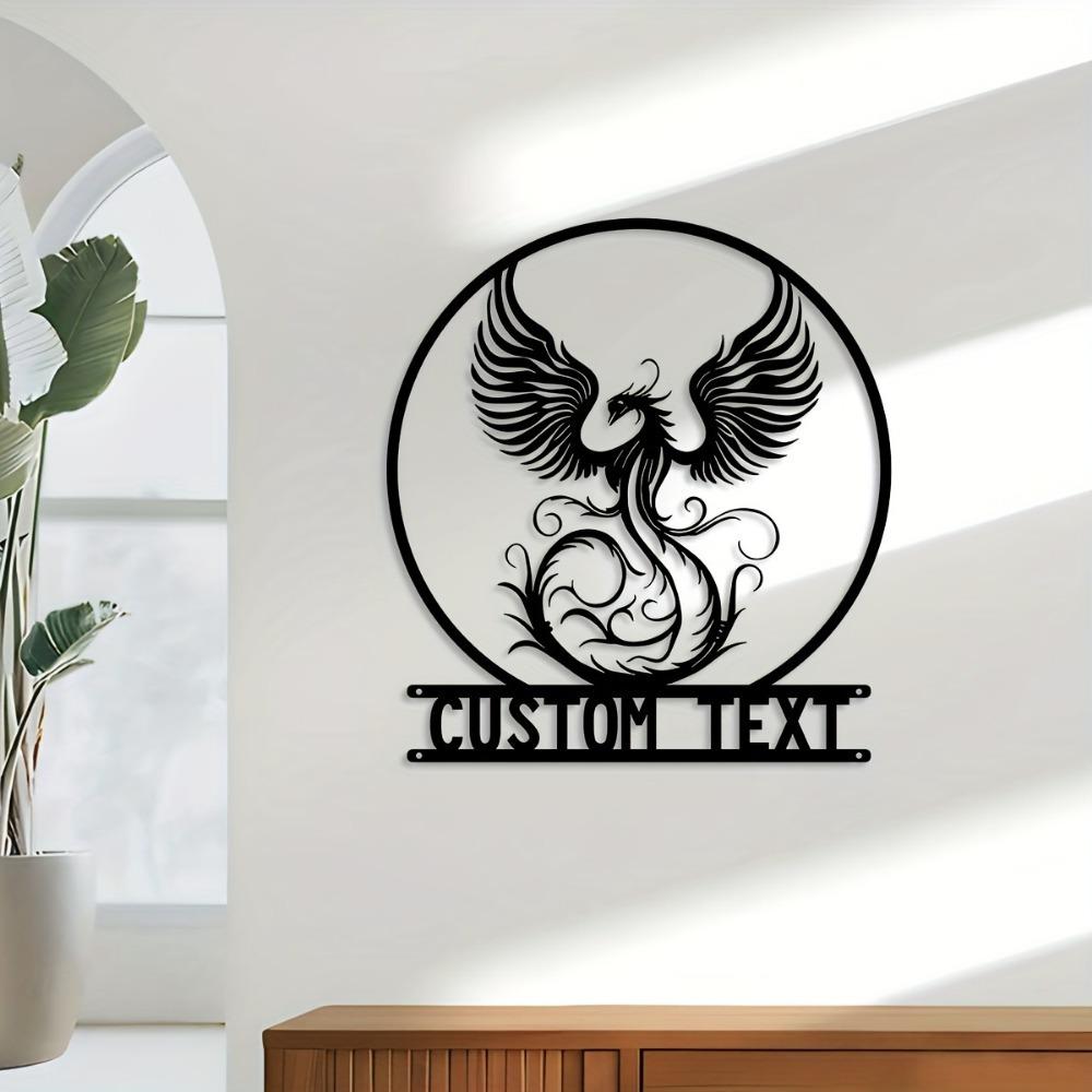 Custom Metal Phoenix Wall Art, Engraved Family Name Sign, Rustic Address Plaque, House Number Decor, Personalized Gift
