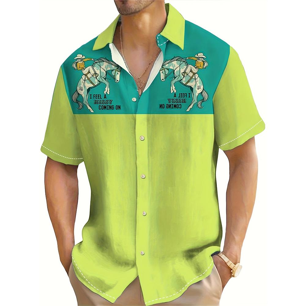 Sommermode Herren Casual Kurzarmhemden Western Cowboy Stil Bedruckte Herrenhemden Hip Hop Trend Übergroße Herren T-Shirts