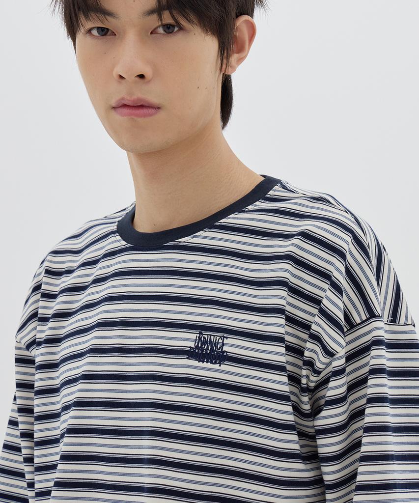 URBANAGE Multi-Stripe Oversized Long Sleeve_Navy