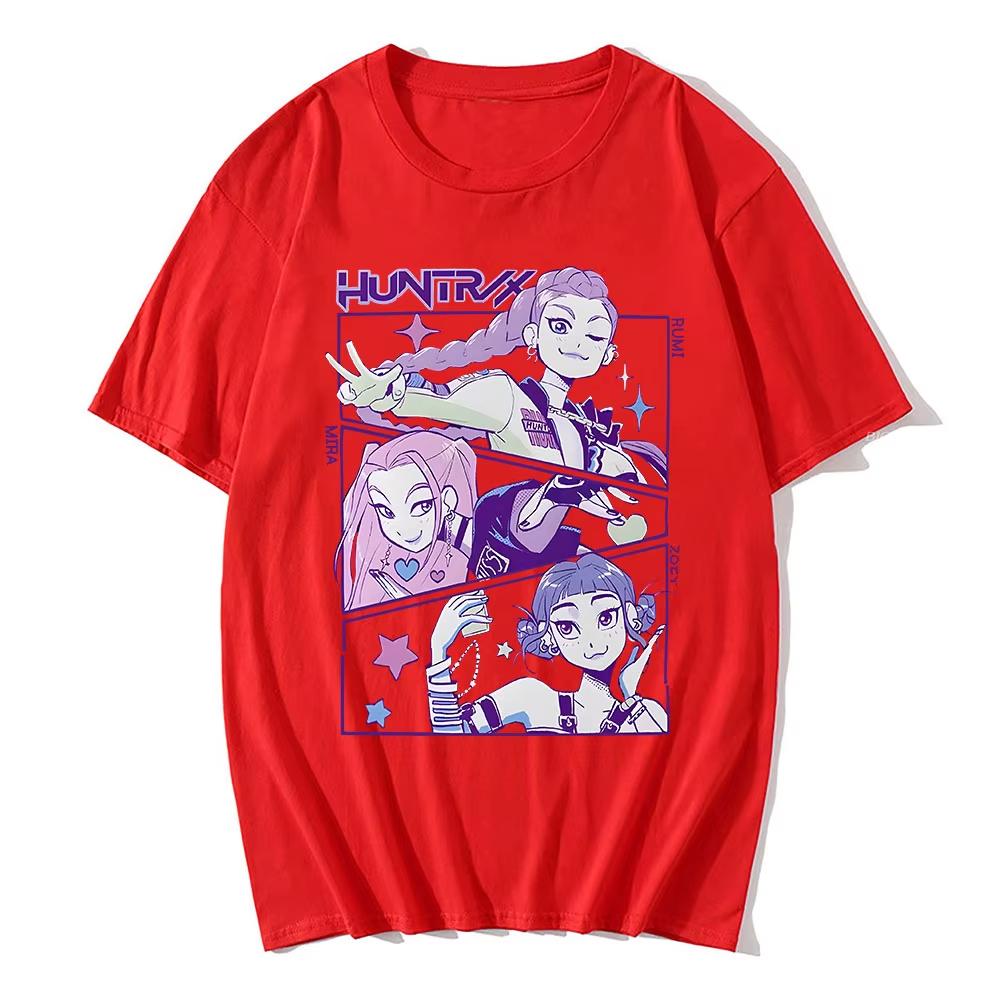 2025 Summer KPop Demon Hunters Movie Print Men's T-shirt Short Sleeve O-neck Tees Cotton Fashion Casual Streetwear Unisex Tops