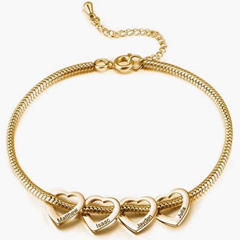 Women's Personalized Stainless Steel Heart Anklet Bracelet