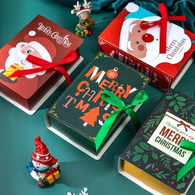 10pcs Christmas Apple Candy Boxes Gift Wrap Paper Boxes Creative Magic Book Party Holiday Decoration Supplies