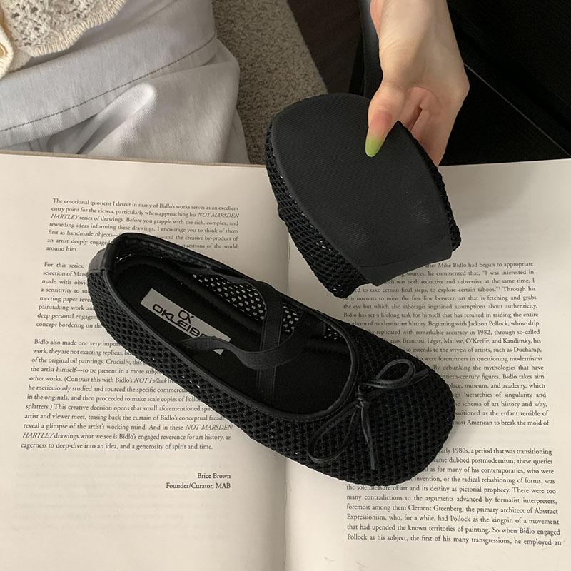 Fashion Female Butterfly-Knot Footwear Ladies Flats Mary Janes Shoes Mesh Breathable Fashion Elastic Band Women Ballet Flats Dance Shoes