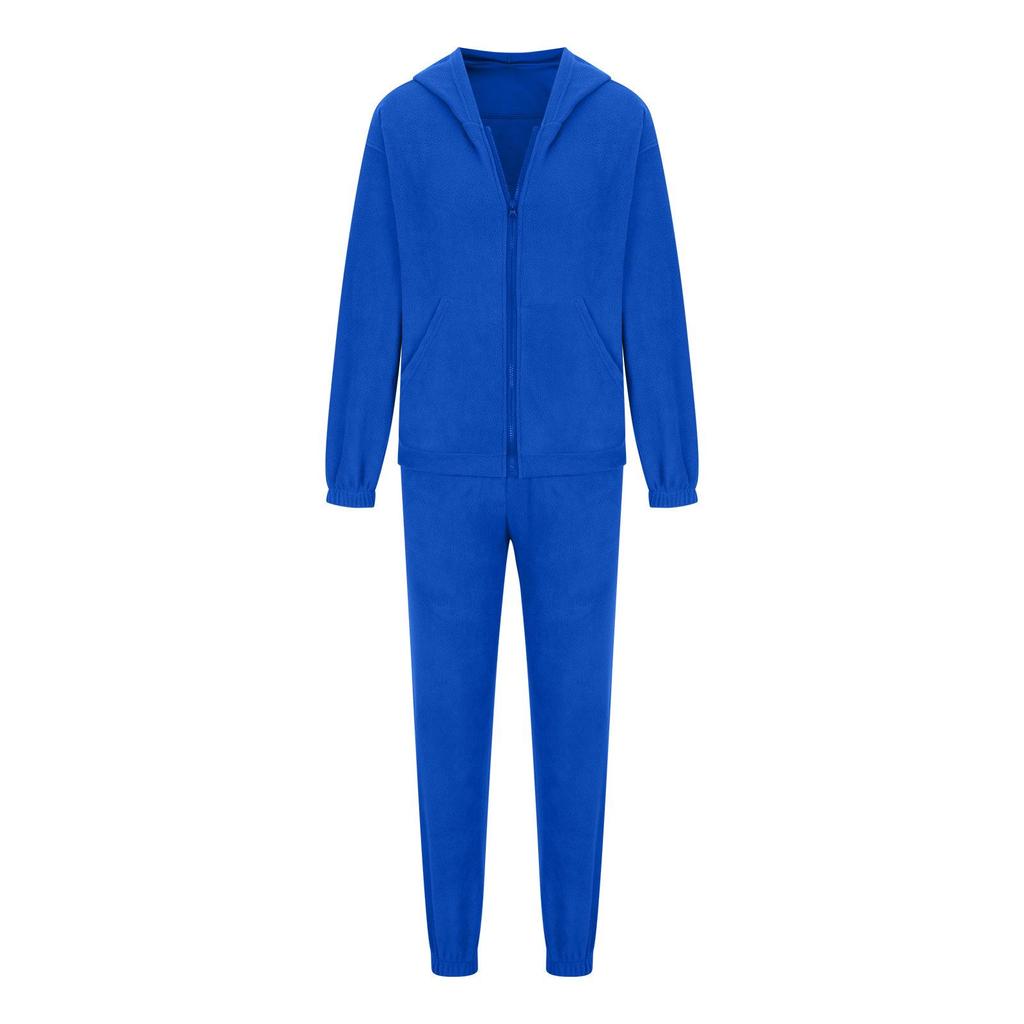 Sudadera con capucha y cuello en V de manga larga de color liso para mujer, traje de otoño e invierno, top holgado, pantalones de pierna ancha