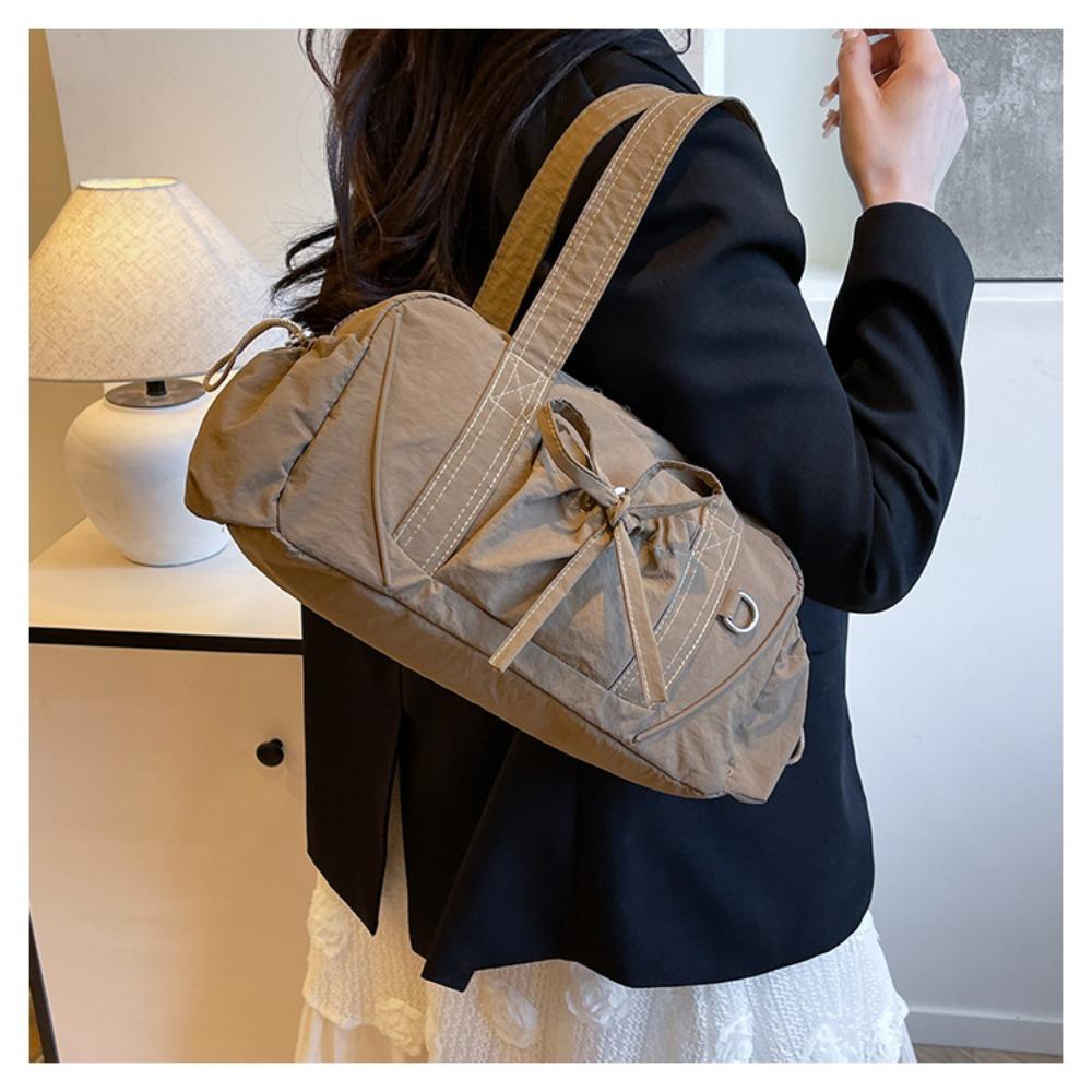 

Casual Bow-adorned Yoga Bag Lightweight Large Capacity Shopping Outings Bag Nylon Fitness Handbag хаки