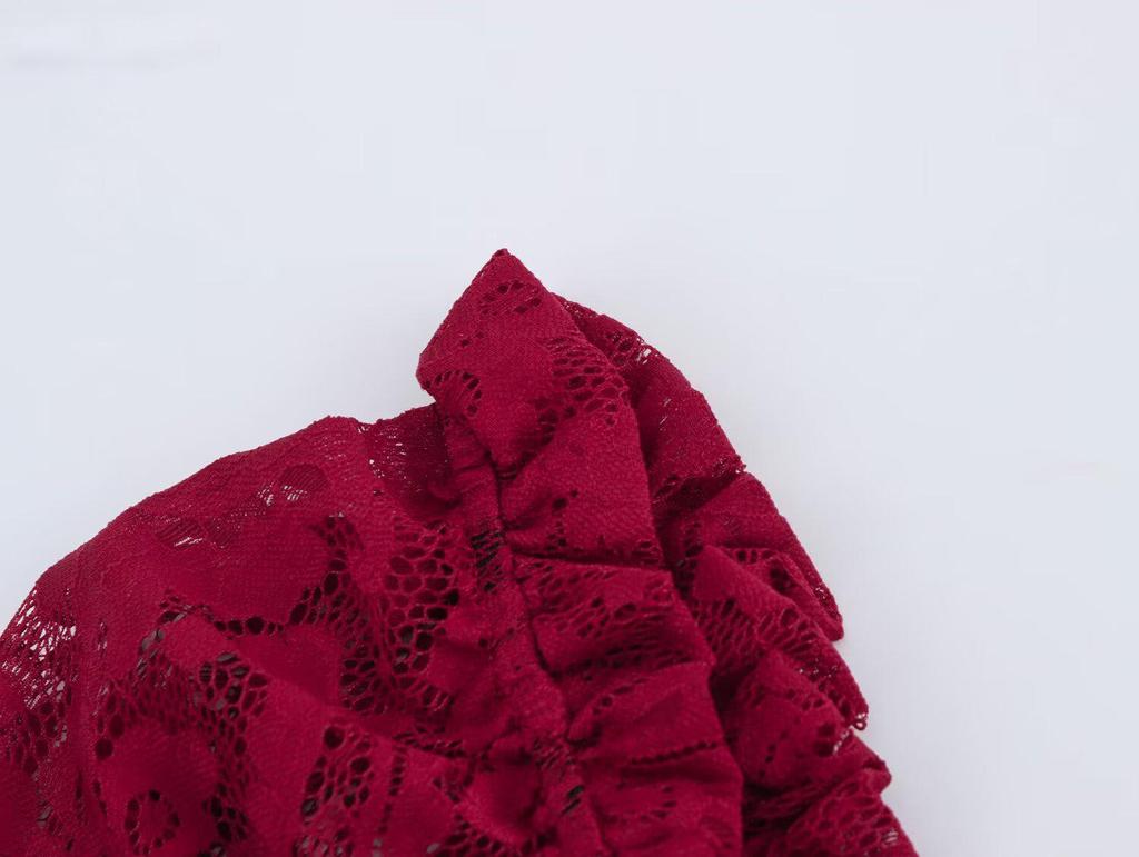 2025 Spring Women's European & American Style Lace Puff Sleeve Dress