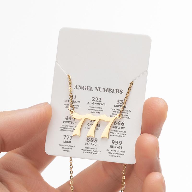 Angel Number Necklace for Women: Stainless Steel 000-999 Pendant Clavicle Chain