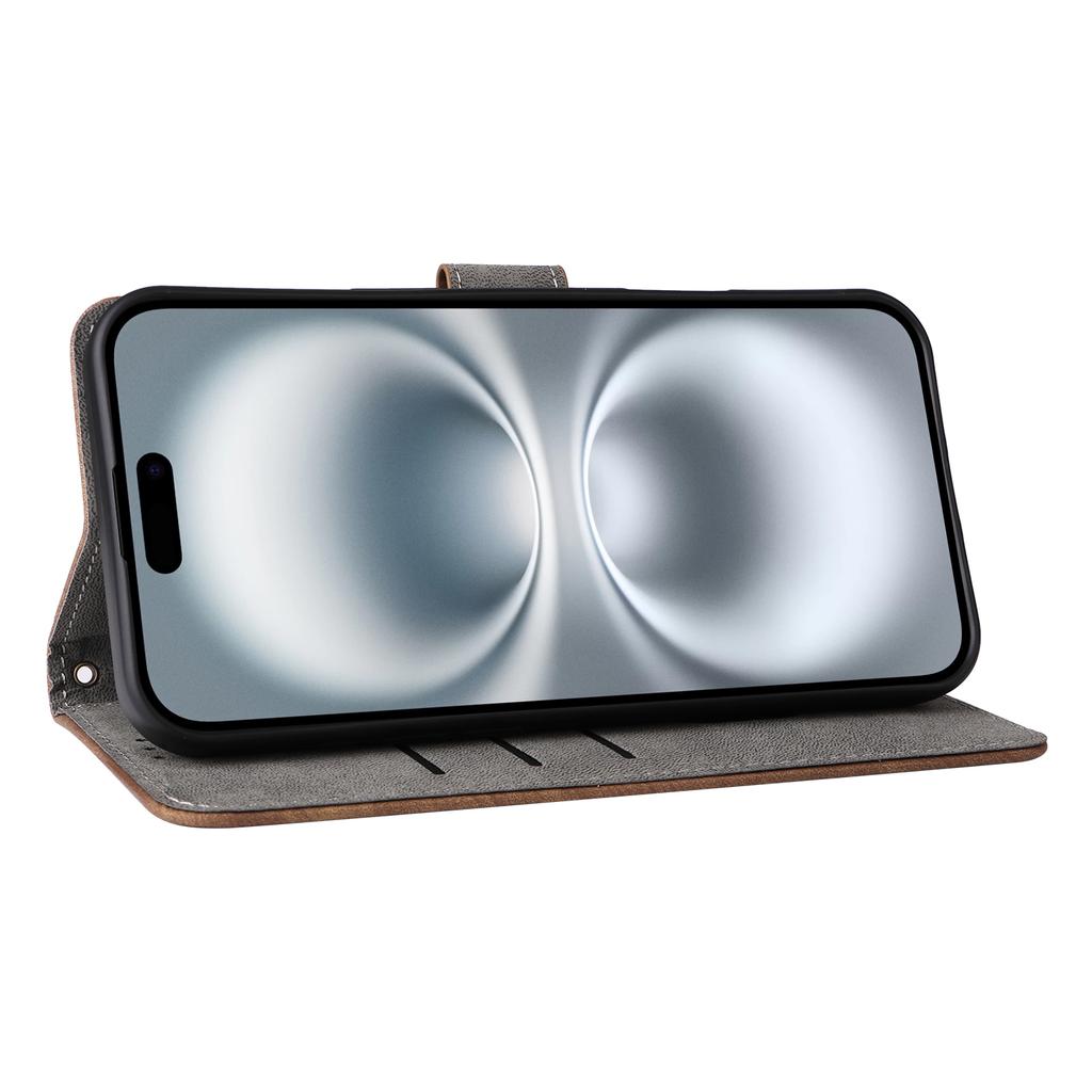 For iPhone 16 Plus Wallet Case RFID Blocking PU Leather Cover Stand View