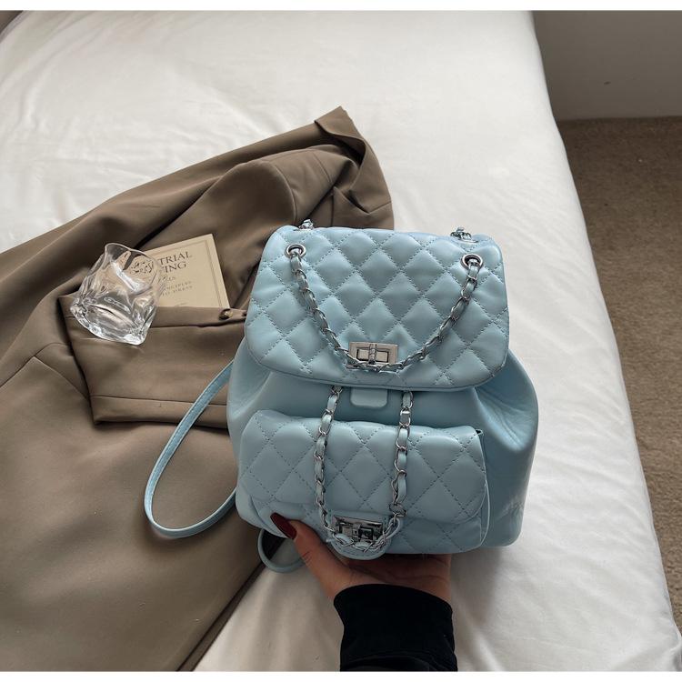 Schoolbag Diamond Embroidery Thread Women's Backpack 1011 New Versatile Chain Backpack Exquisite Super Fire Small Schoolbag Travel Bag
