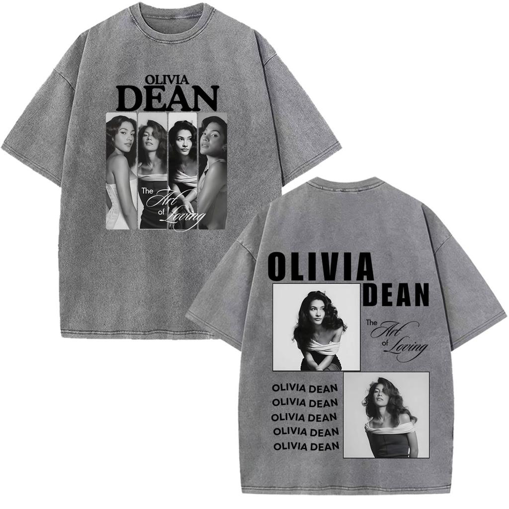 Olivia Dean Art Of Loving Tour 2026 Graphic Vintage Washed Tshirt Unisex Unisex Summer Loose Casual Cotton Oversized Tshirts Tops