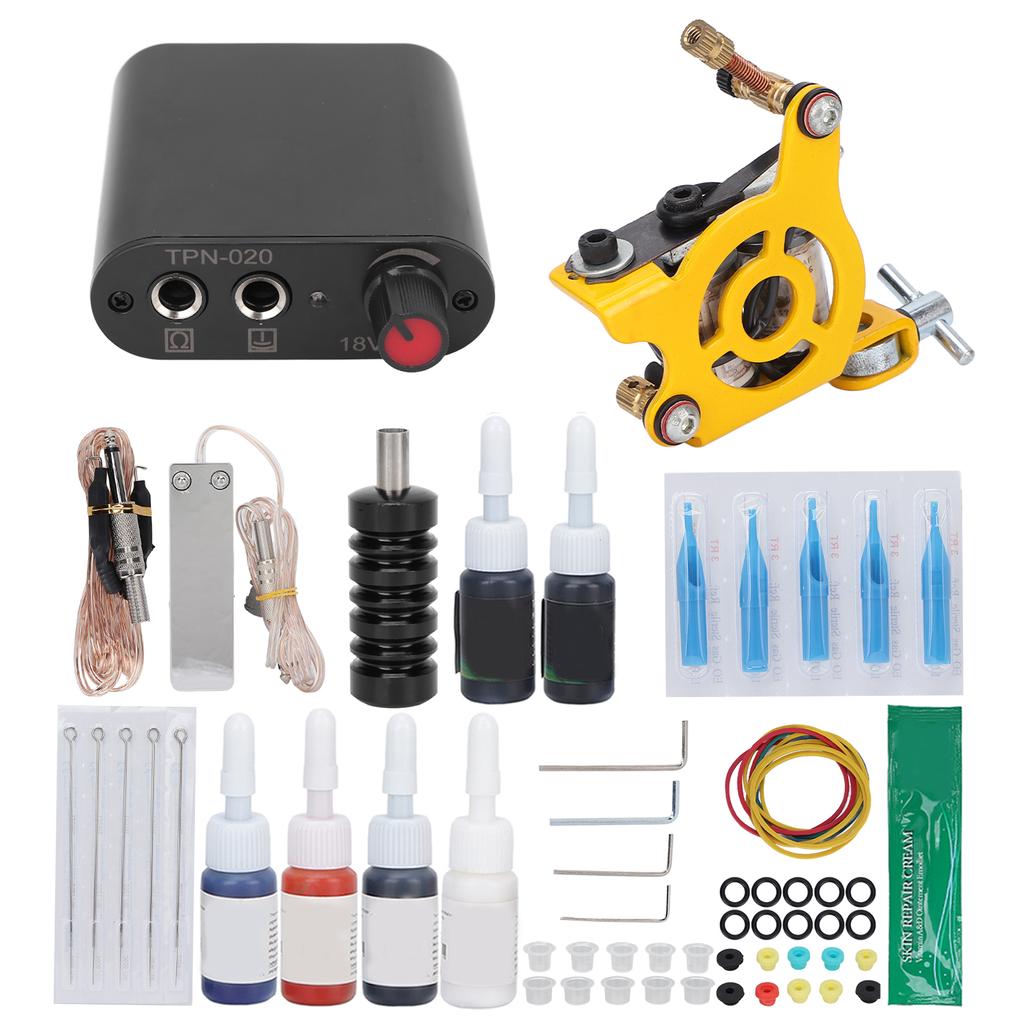 Tattoo Machine Kit Professional Complete Tattoo Beginner Kit with Coils Tattoo Machine 6 Ink