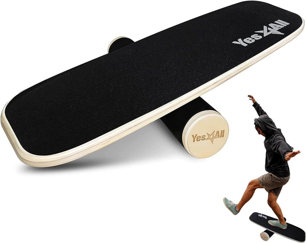 Yes4All Wooden Balance Board Roller Balance 75 x x 13cm Imported from Y5G8 Trainer, Black, Non-Slip Surface, Exercise, 28.5 (Officially Japan)