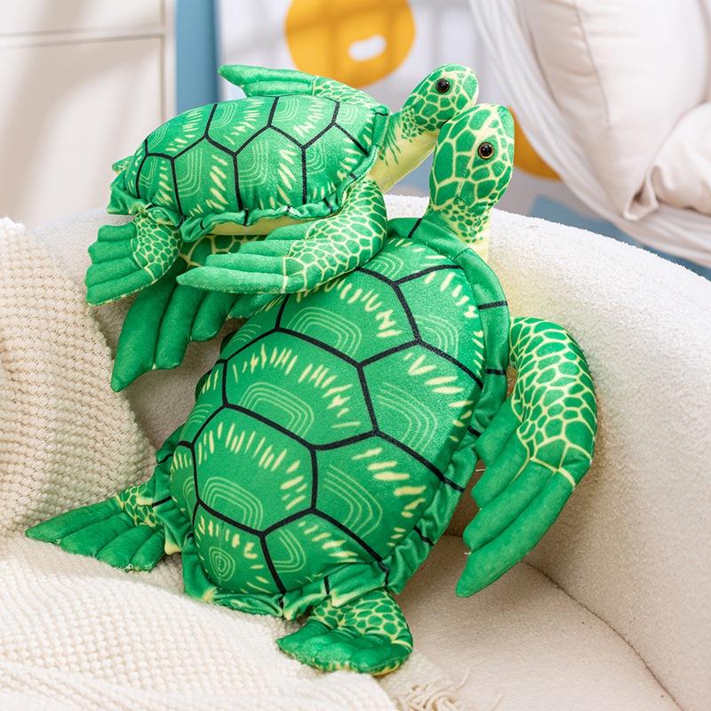 Realistisches Meeresschildkröte Tier Plüschtier Niedliche Simulation Schildkröte Stofftier Babypuppe Super Weich Gefüllt Heimdeko Kissen Geschenk