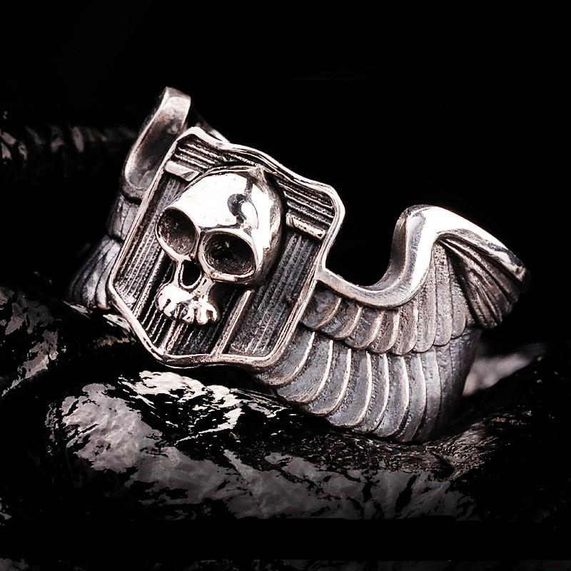 Adjustable Skull Ring Men Women Vintage Punk Gothic Finger Handmade Copper Plated Statement Jewelry