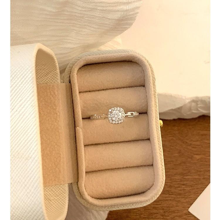 Stylish 2024 Copper Snowflake Square Diamond Adjustable Ring Designed For Women