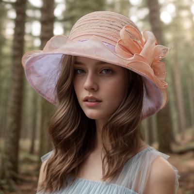 Dámské fascinátory Klobouky pro kostel Široký okraj Kbelíkové klobouky Kentucky Derby Fedora Dámské Letní Plážové Skládací Sluneční klobouk