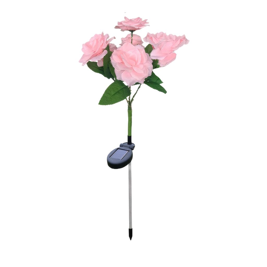 7 Head Solar Simulation Rose Flower Light Outdoor Waterproof IP65 Flowers Ground Plug Lamp for Garden Lawn Party Decoration