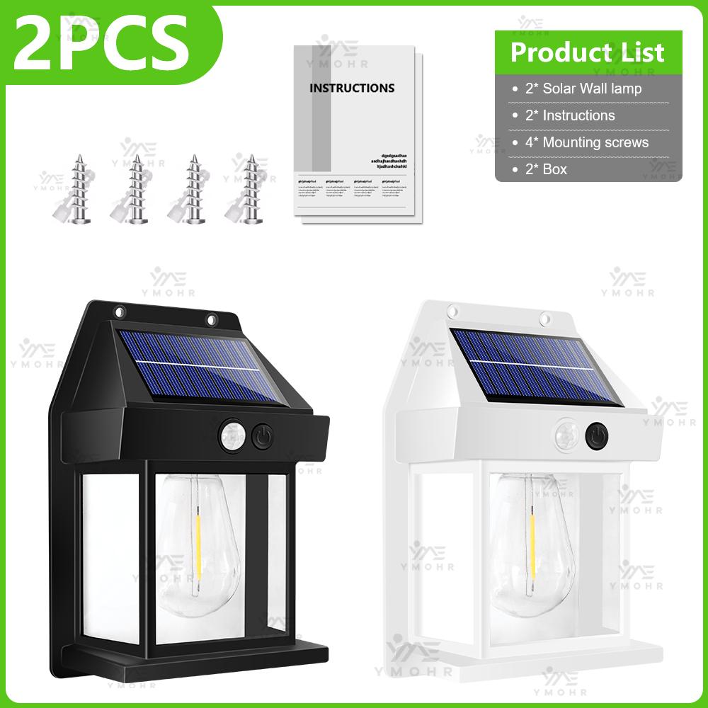 Vintage Solar Lights Outdoor Waterproof Solar LED Outdoor Lighting Warm Christmas Lights Outdoor Solar Lamp with Motion Sensor