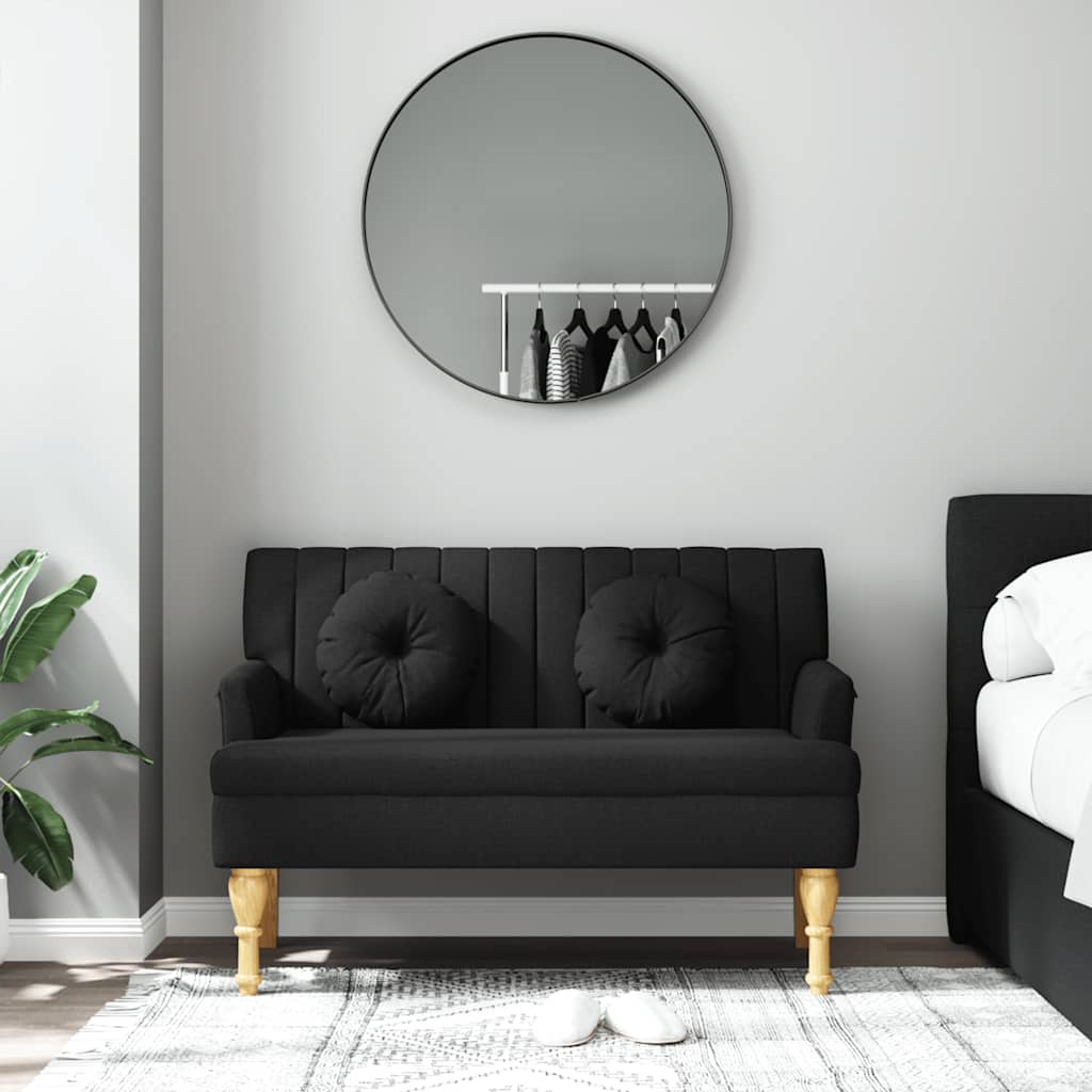 Vidaxl Ławka Z Poduszkami, Czarna, 113X64,5X75,5 Cm, Tkanina