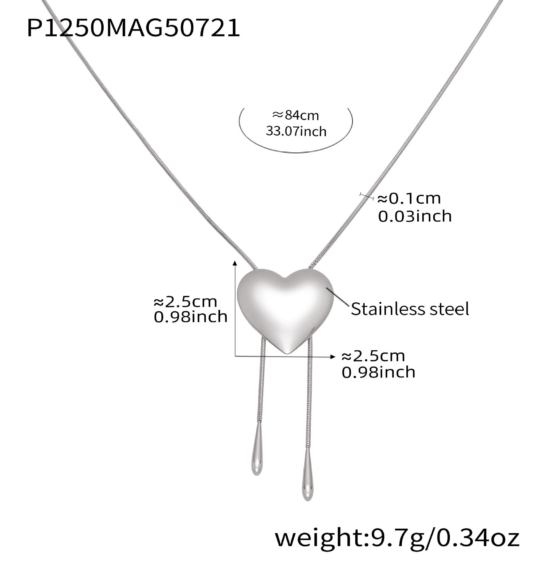Qiong Yao 18K Gold Plated Heart Snake Chain Necklace with Stainless Steel Tassel