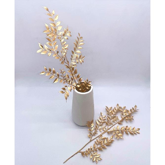 PASYOU Fake Leaves Plants for Christmas Decor, Gold Artificial Shrubs Grass Foliage Plastic Bulk Leaf Indoor Outdoor Home Garden Party Hotel Verandah