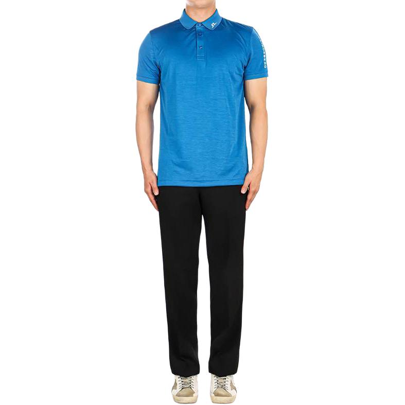 J.LINDEBERG Logo Print Slim Fit Short Sleeve Polo Shirt Men Polo Shirts Blue GMJT07645-O478